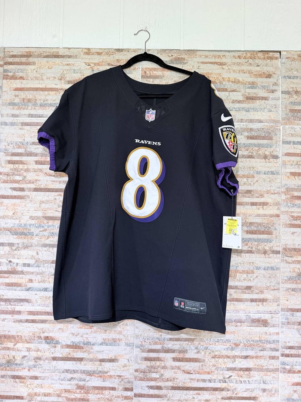NFL Baltimore Ravens #8 Black Jersey with Purple and Gold Trim